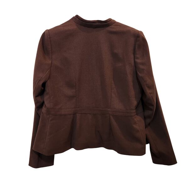 Lane Bryant Brown Hook & Eye Textured Tailored Stretch Blazer Jacket Size 16 - Picture 2 of 10